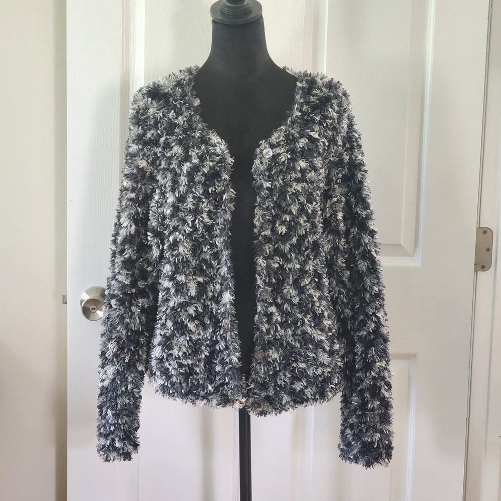 Vintage 80's NEK Northeast Knitters Black Marbled Color Sweater Size L